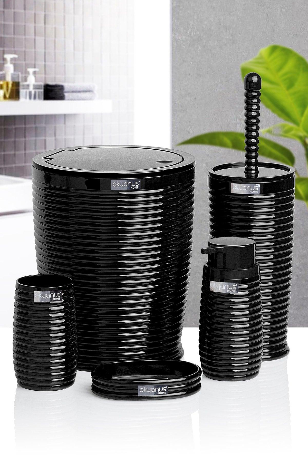 Black Elegans 5 Pcs Bathroom Set - Swordslife