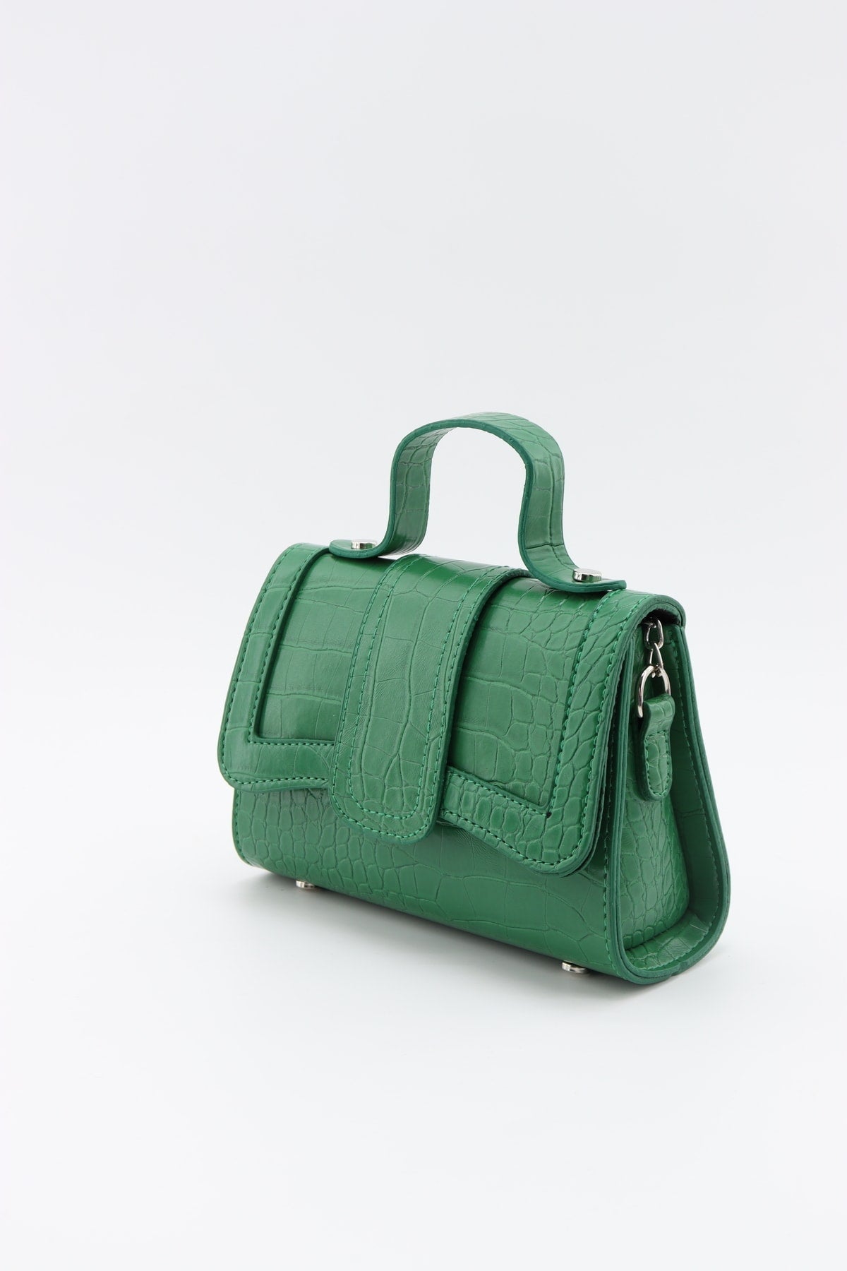 Women'S Green Leather Chain Strap Mini Hand And Shoulder Bag