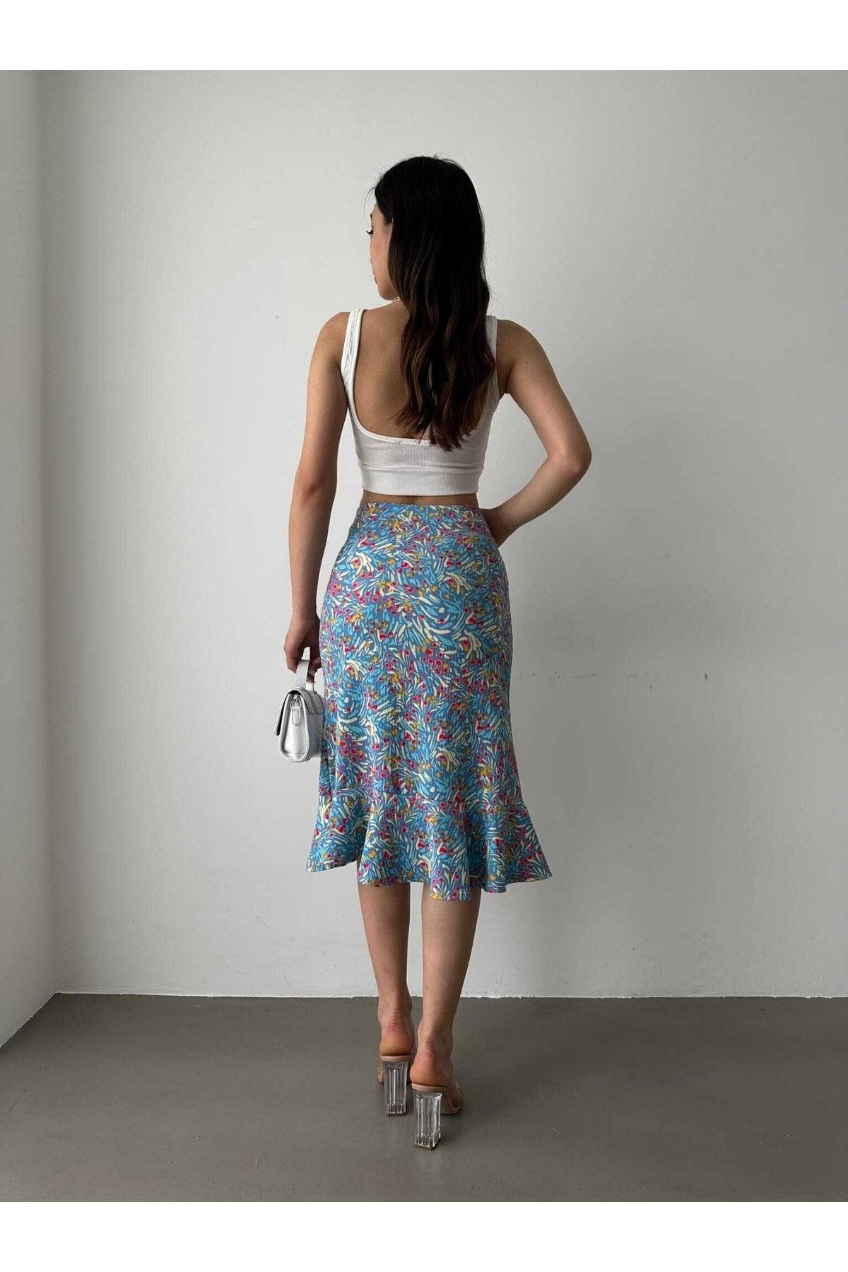 Floral Patterned Slit Cloth Midi Skirt - Swordslife