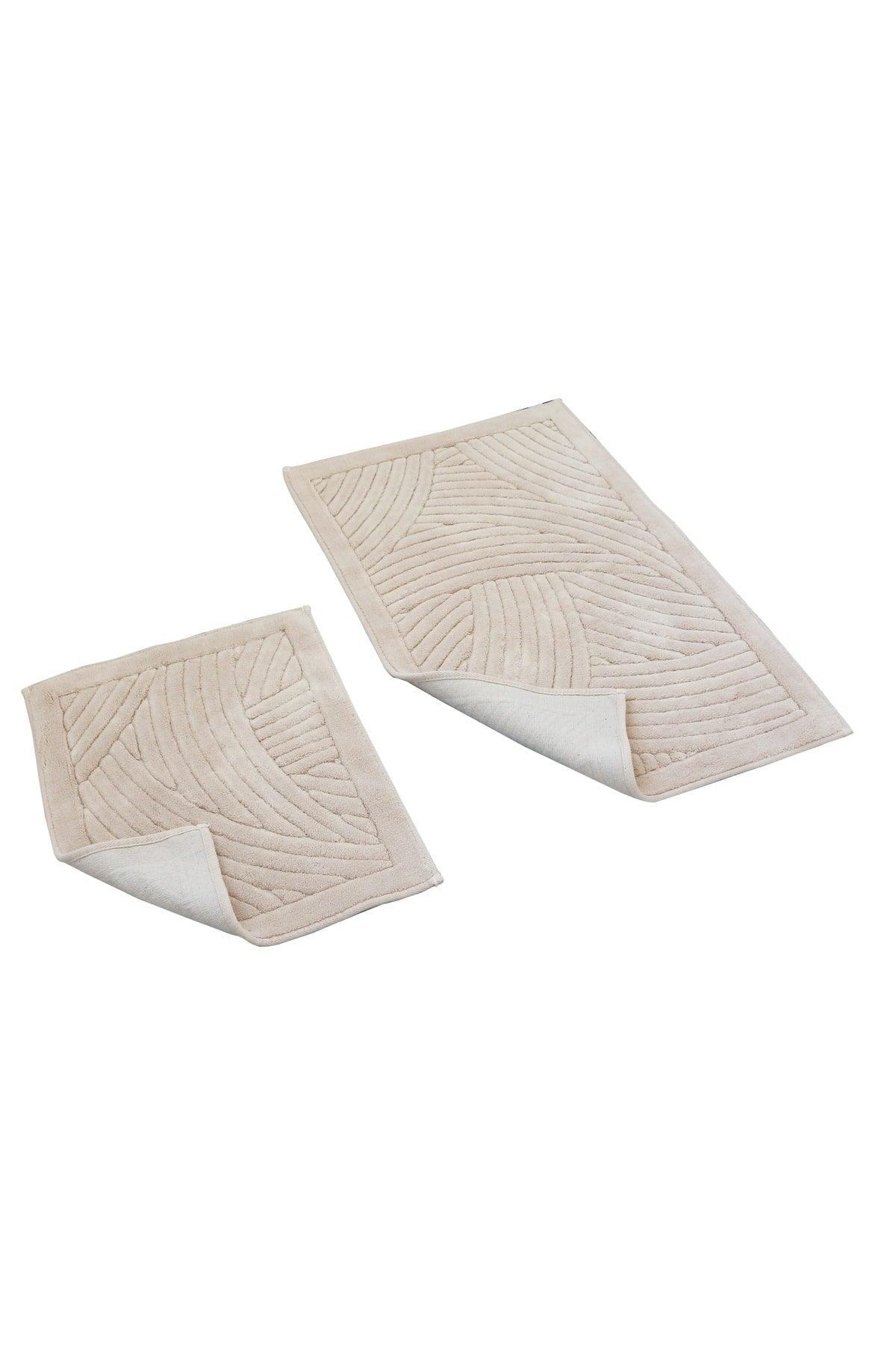 Geometric Pattern Set of 2 Bath Mats Set 100% Natural Cotton Mat Closet Set - Swordslife