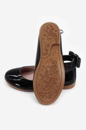 Girl'S Bow Black Ballet Shoes
