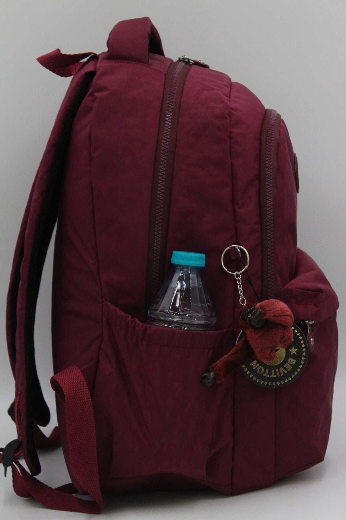 Crinkil Fabric Unisex Claret Red School Backpack 2200