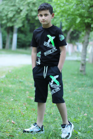 X Printed Men'S Capris Men'S Bottom-Top Tracksuit Set
