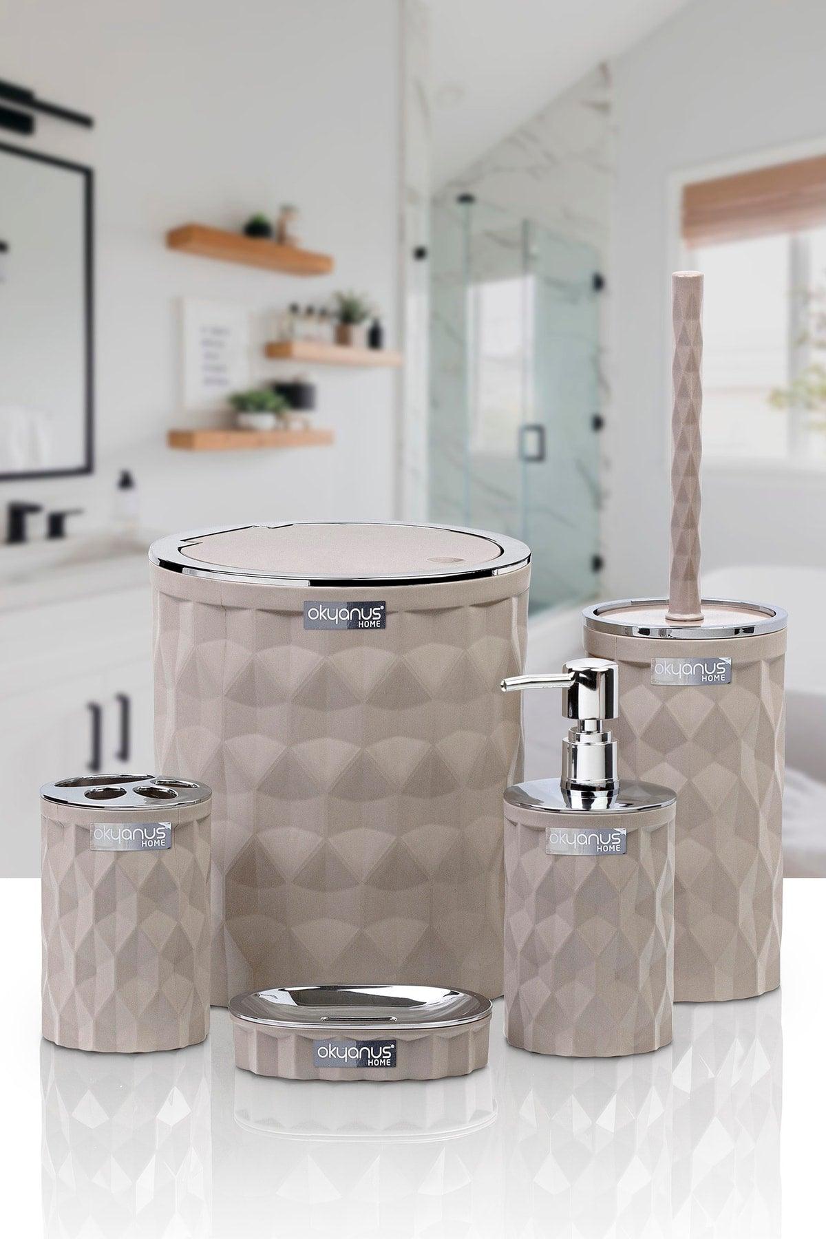 Diamond Mink Chrome Click Cover 5 Pcs Bathroom Set - Swordslife