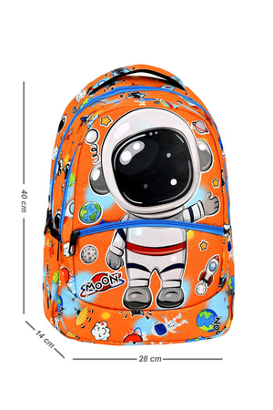 3-Pack Elementary School Astronaut Patterned School Bag With Food And Pencil Holder For Boys