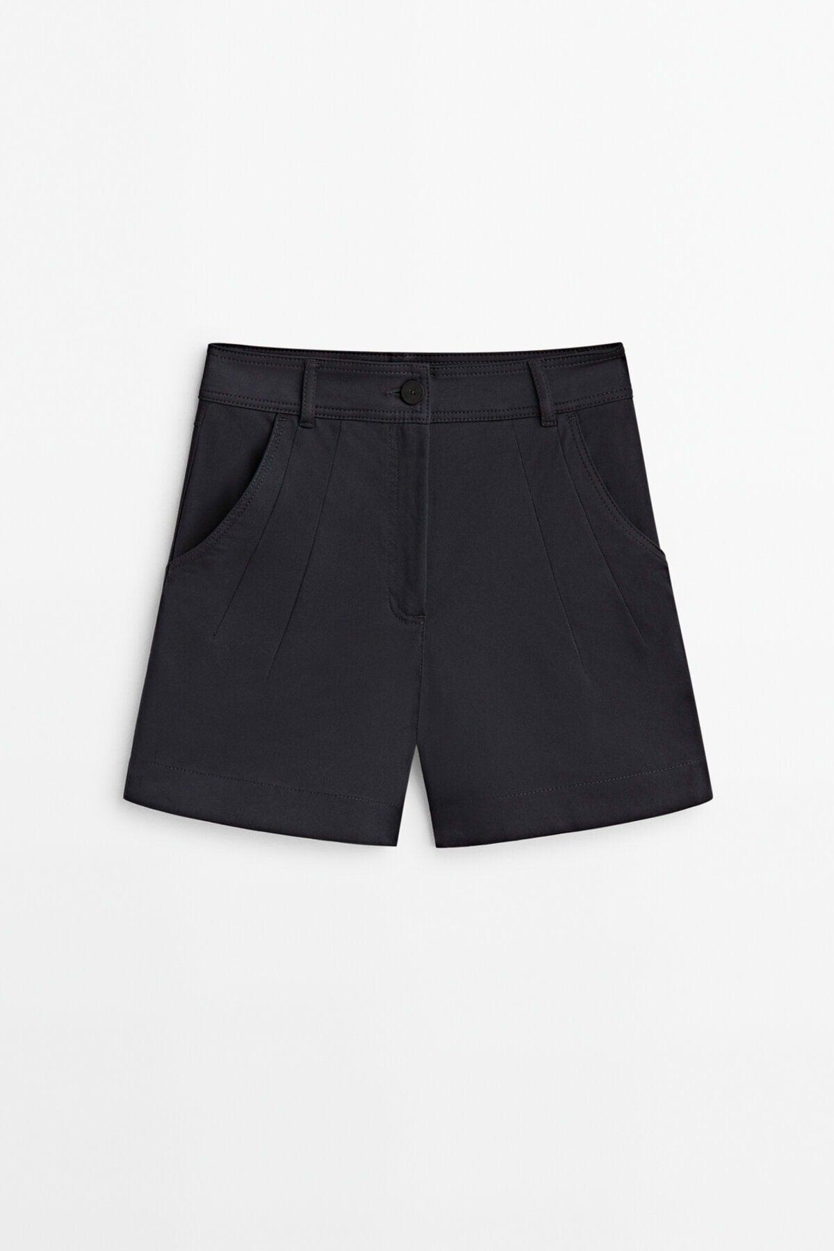 Stitch Detail Cotton Bermuda Shorts - Swordslife