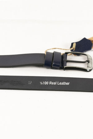 Genuine Buffalo Leather Men'S Belt 4.5 Cm Navy Blue Jeans Sport Belt