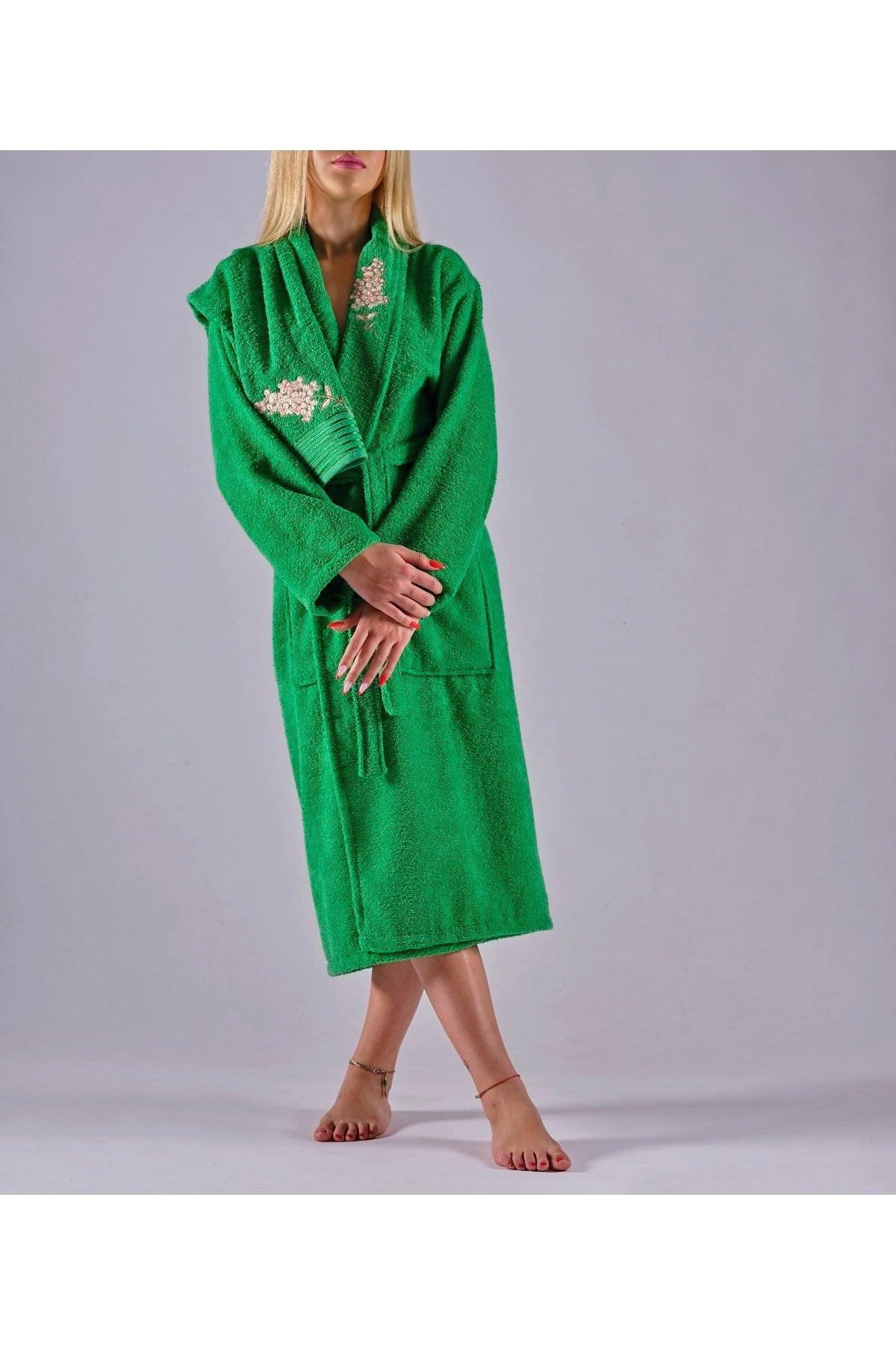 Alya Luxury Embroidered Cotton 2 Piece Bathrobe Set - Swordslife