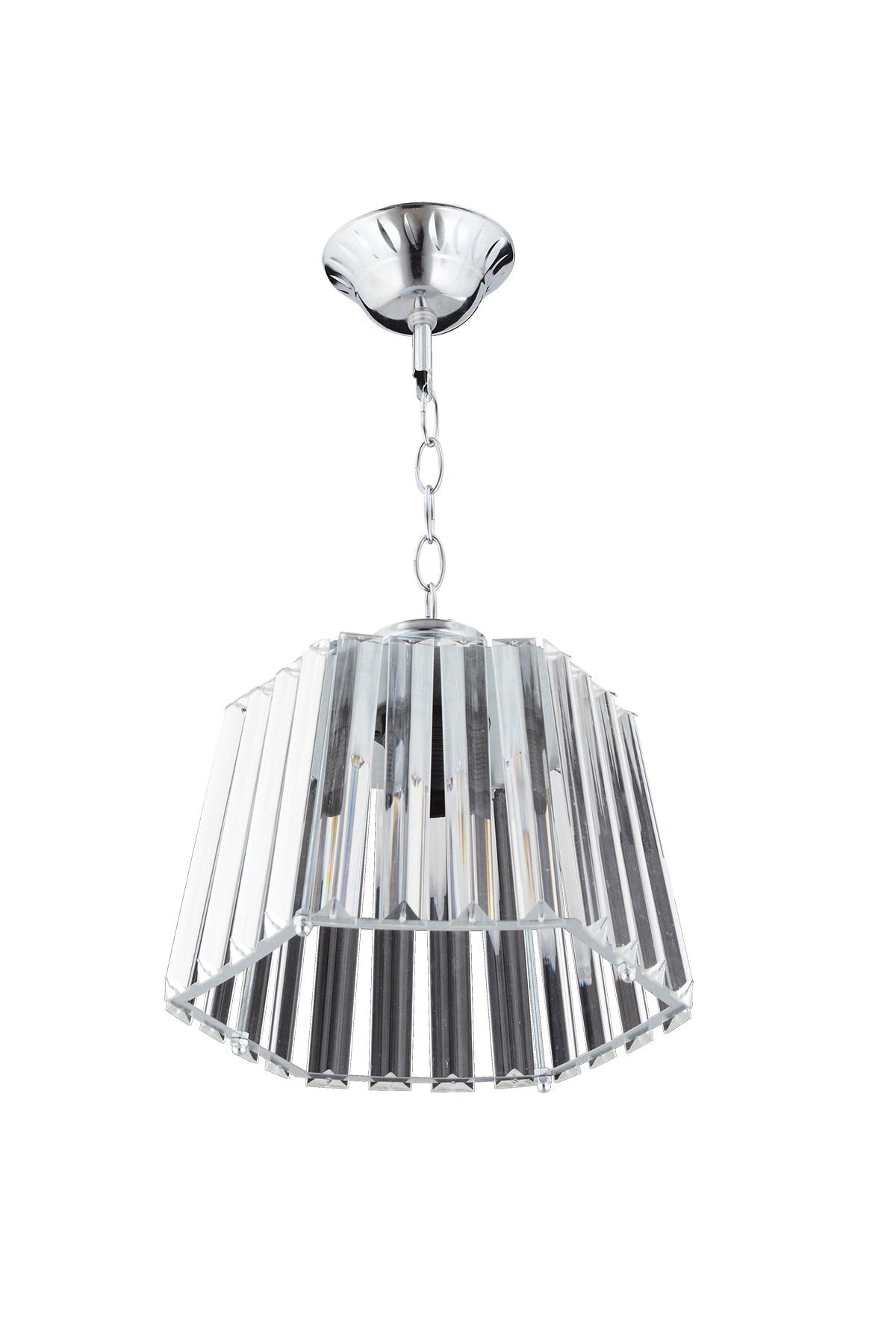 Hexagonal Single Luxury Diamond Silver Crystal Stone Chandelier