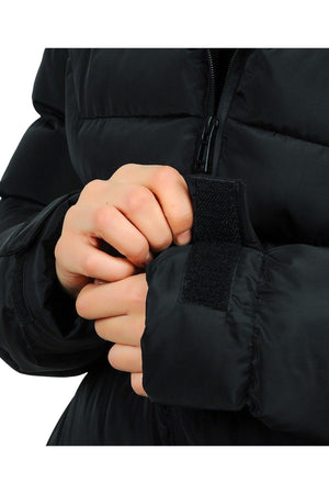 Women's Black Hooded Fleece Inner Waterproof Windproof Down Jacket & Coat & Parka - Swordslife