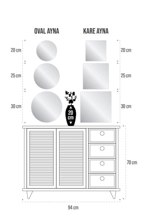 Mirror 4 Pieces Square Decorative Wall Mirror 25x25 Cm - Swordslife