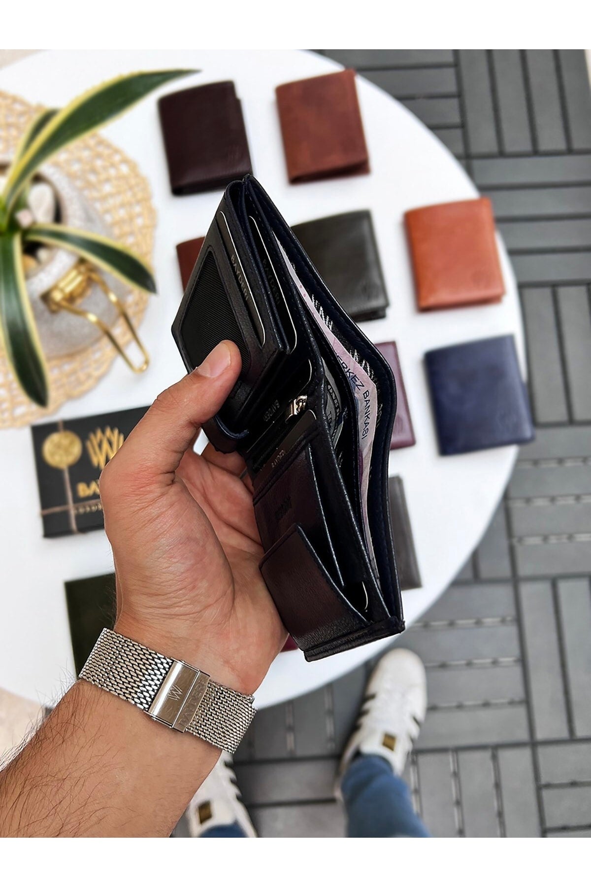 Luna Genuine Leather Handy Coin Holder Genuine Men'S Wallet Navy Blue