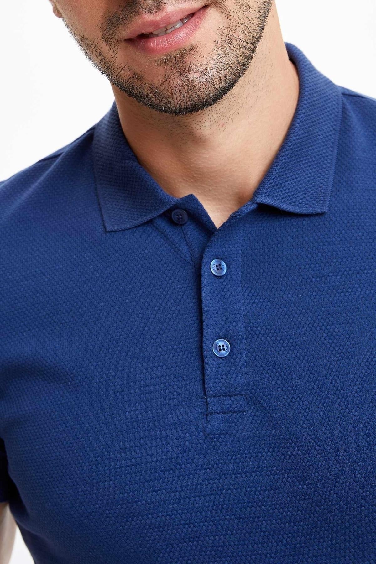 Slim Fit Polo Neck Basic Short Sleeve T-Shirt