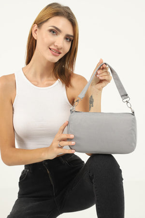 Gray U16 Daily Sport Canvas Fabric Baguette Women'S Hand And Shoulder Bag U:23 E:15 W:7