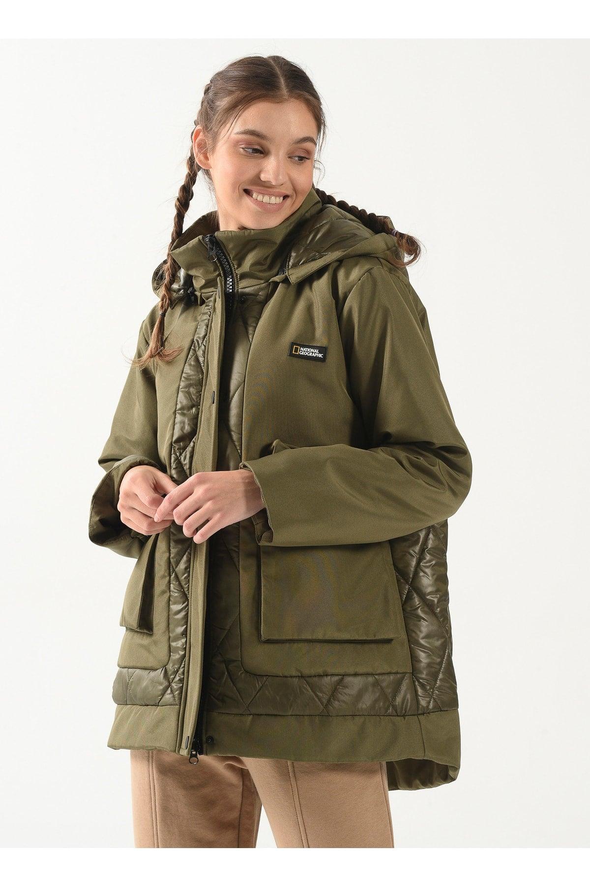 Khaki Women's Coat Cwodes - Swordslife