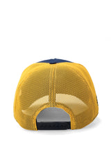 V1 Trucker Duck - Unisex Navy Blue-Yellow Cap with 4 Code Logo (Cap)