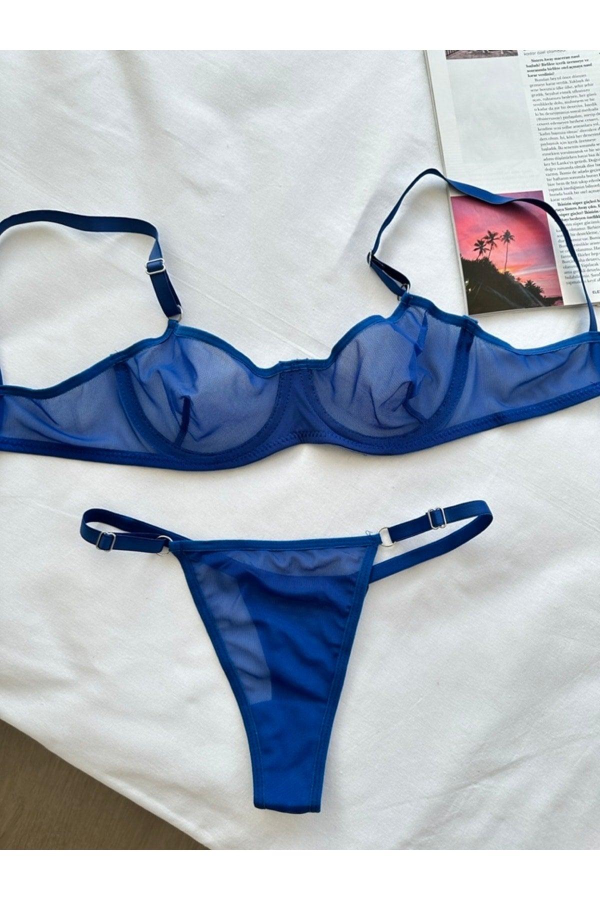 Blue Underwire Bra Set - Swordslife