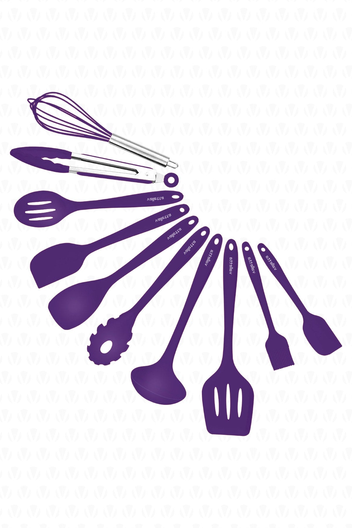 Salvatore Heat Resistant Fireproof Nonstick Silicone Spatula Set 10 Pieces Purple