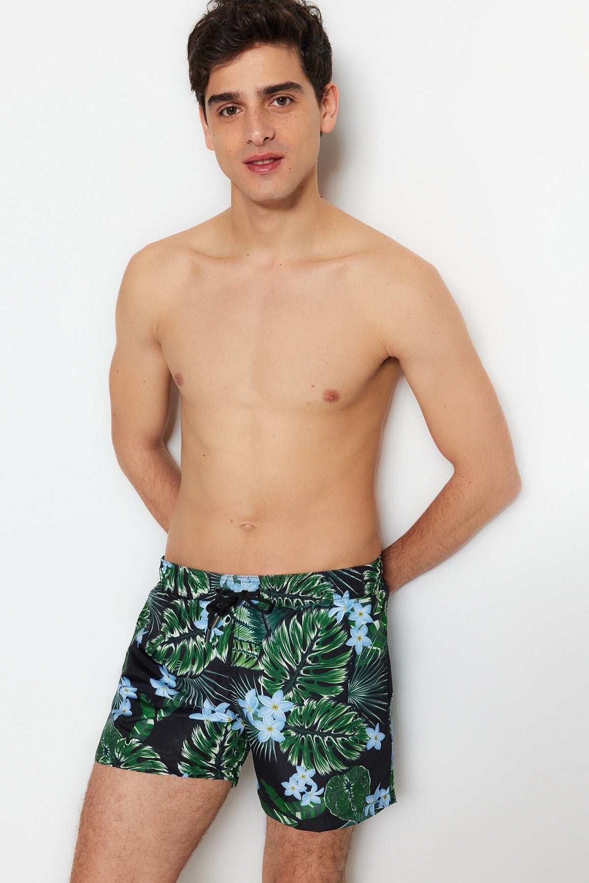 Black Men'S Standard Size Swimwear Marine Shorts Tmnss23Ds00012