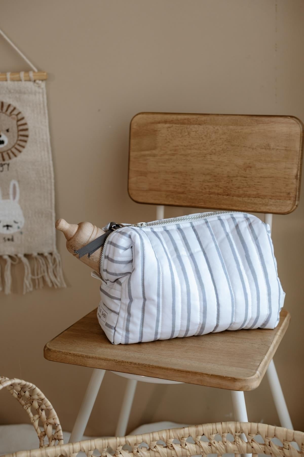 Care Bag - 100% Organic Cotton - Gray Striped