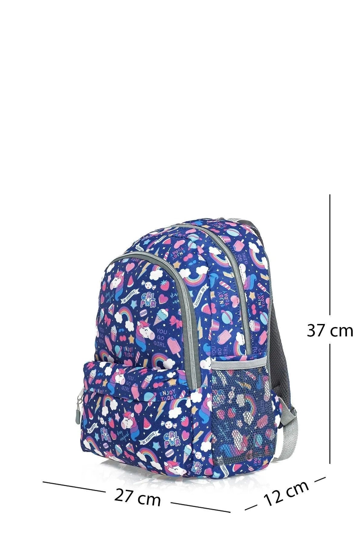 Navy Blue Unicorn Patterned Triple Primary School Bag Set