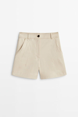 Stitch Detail Cotton Bermuda Shorts - Swordslife
