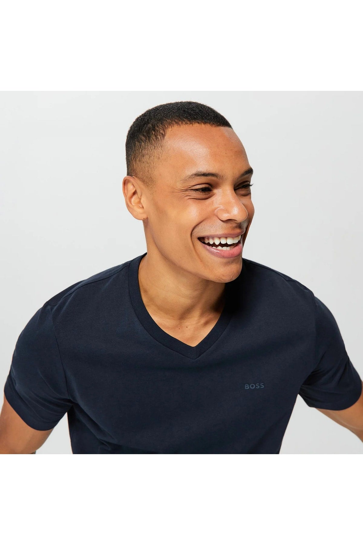 Men'S Cotton V Neck Regular Fit Navy Blue T-Shirt 50468348-404