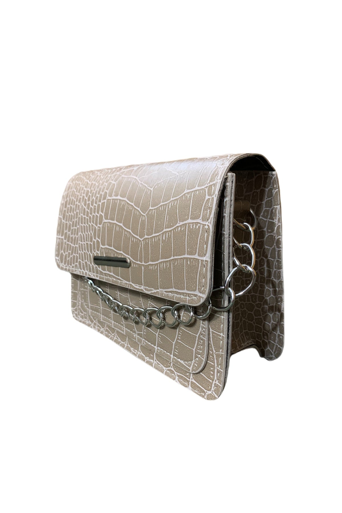 Women's Crocodile Patterned Clutch Baguette Chain Strap Bag