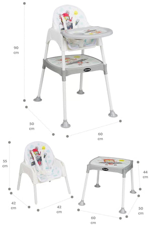 Baby Feeding 3In1 Desk Highchair Gray Airplane