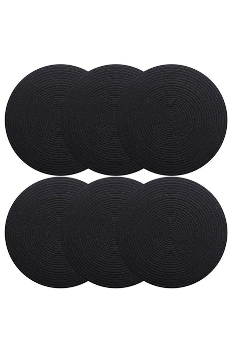 Carnival Black Jute Placemat 2 Pack Knitted Straw Base - Swordslife