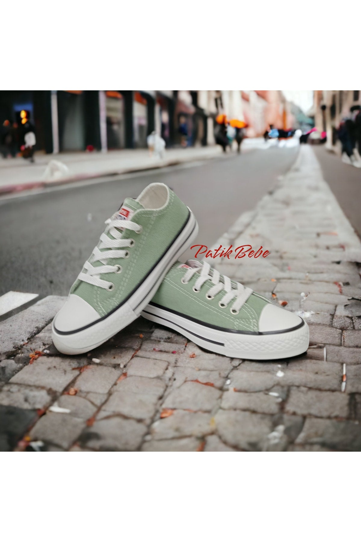 Pistachio Green Short Linen Converse Shoes