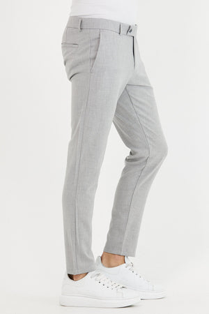 Men'S Gray Color Italian Cut Quality Flexible Lycra Ankle Length Fabric Trousers