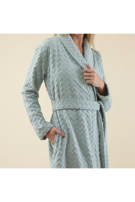 Zigzag Women's Bathrobe Aqua - Swordslife