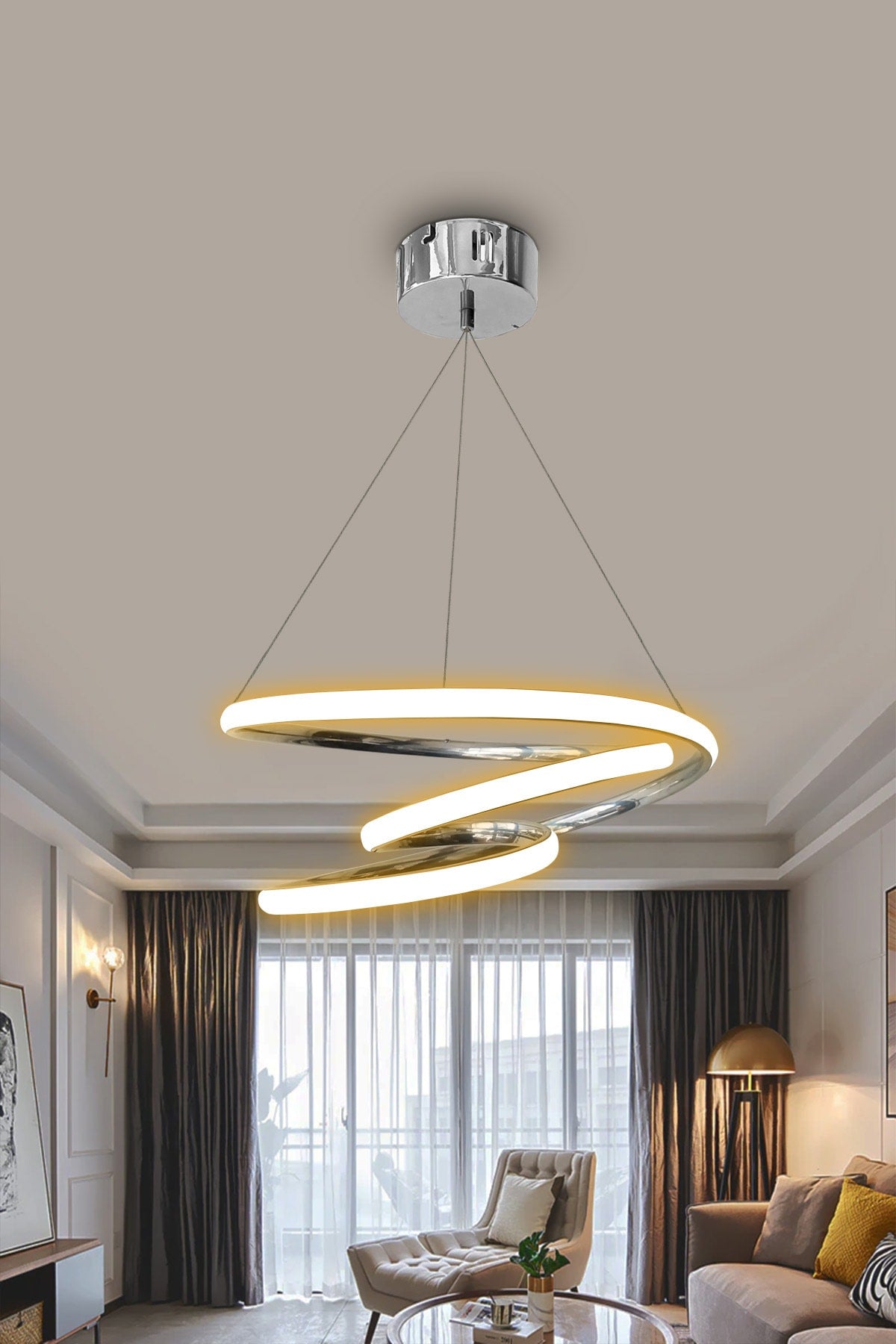 3 Color Controlled Dimmer Chrome Galaxy Led Chandelier