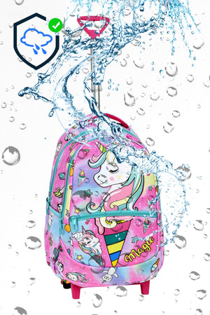 3-Pack School Set With Squeegee, Unicorn Pattern Primary School Bag + Lunch Box + Pencil Holder
