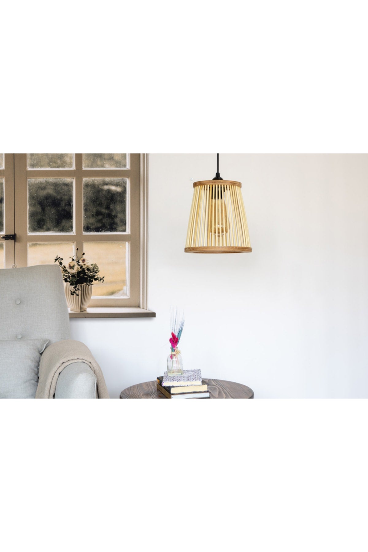 Rustic Series Ayder Bamboo Pendant Lamp Chandelier 20cm