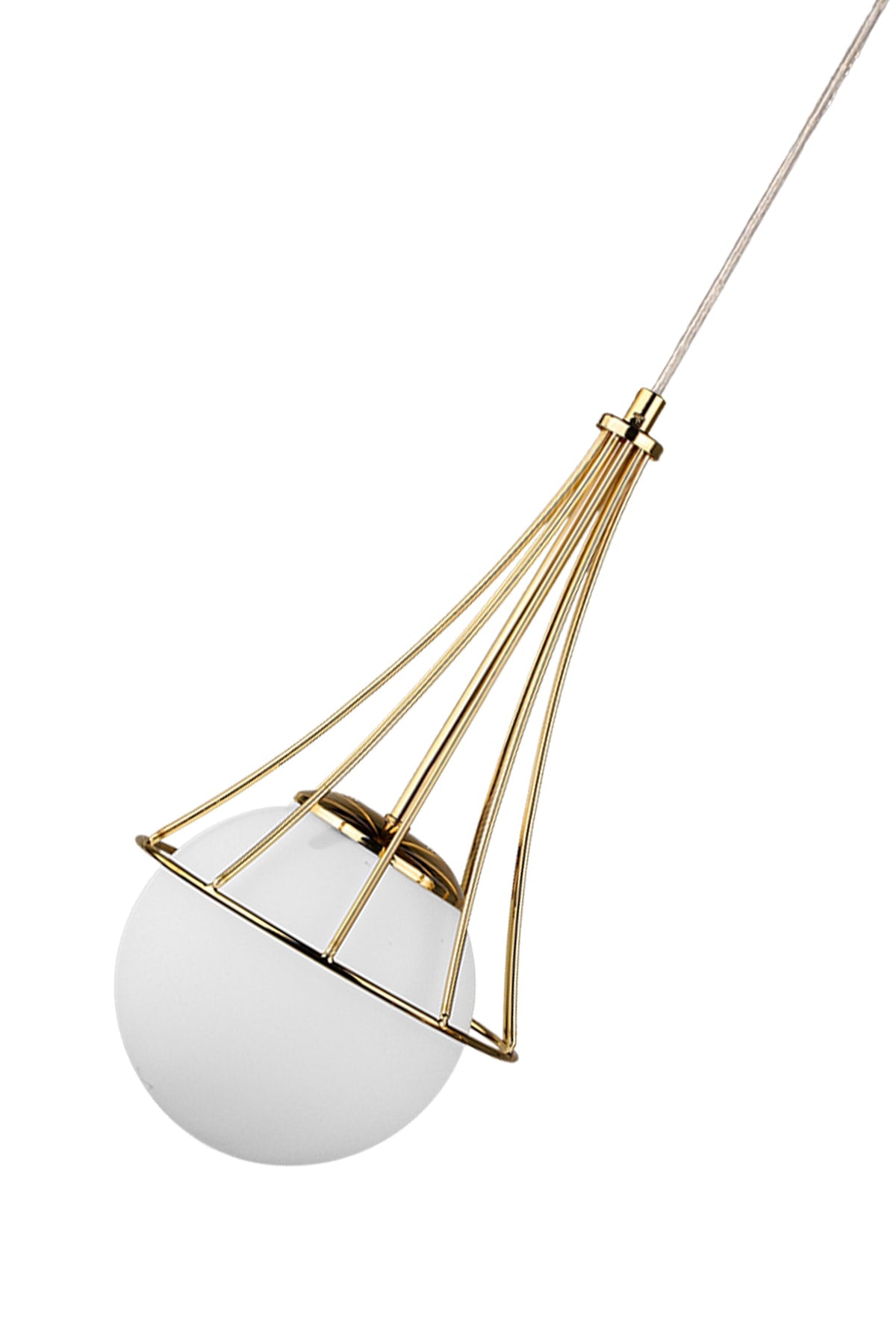 Lapis Single Chandelier Gold-White Glop Glass
