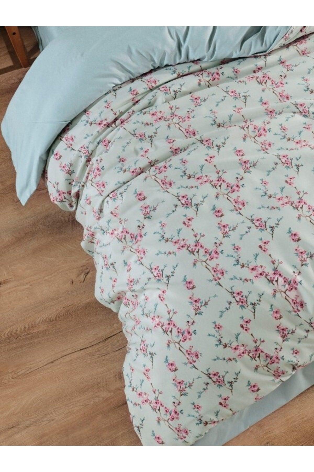 Vintage Double Sided Blue Lilac Double Cotton Linen Duvet Cover Set - Swordslife