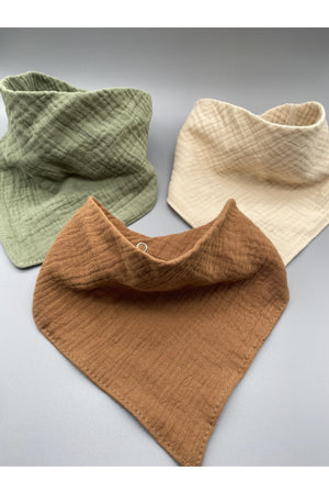 3-Pack Of 100% Organic Cotton 4-Layer Muslin Apron, Scarf, Collar