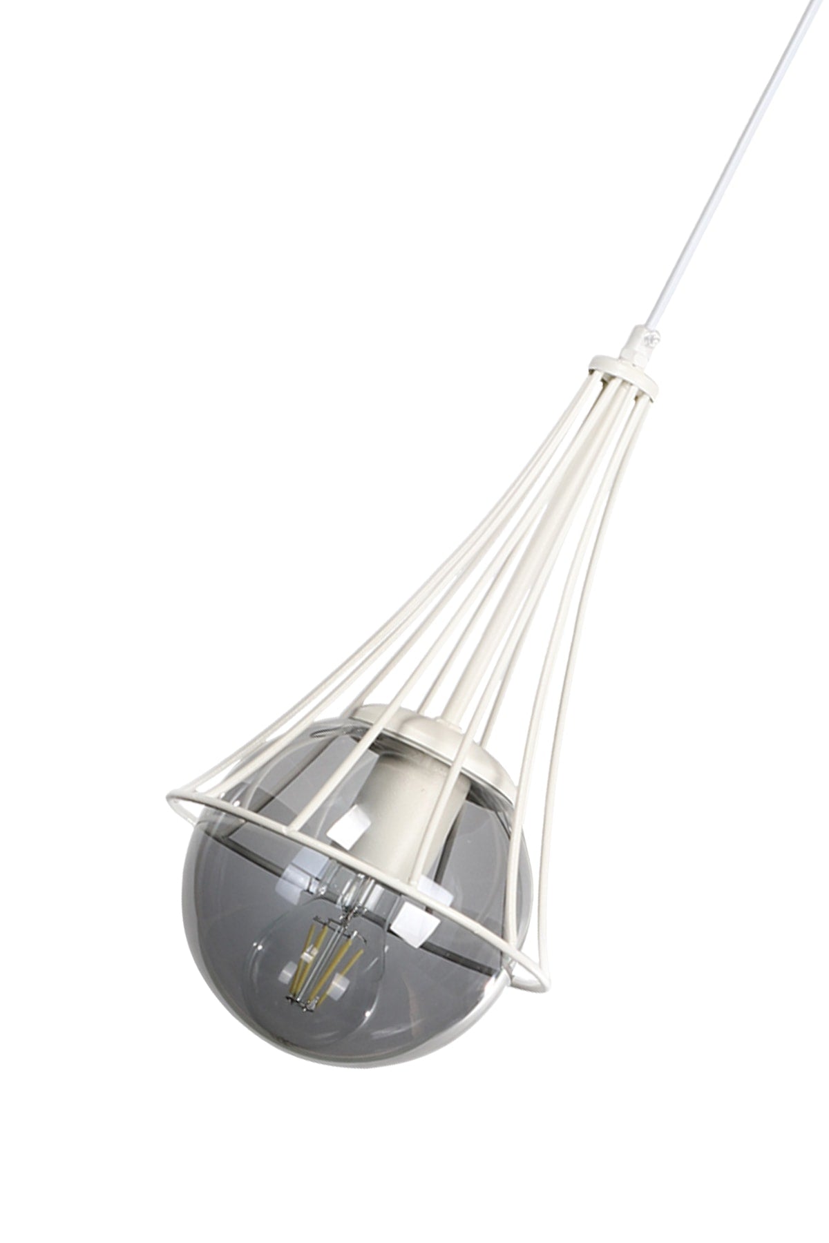 Lapis Single White-Smoked Glop Glass Chandelier