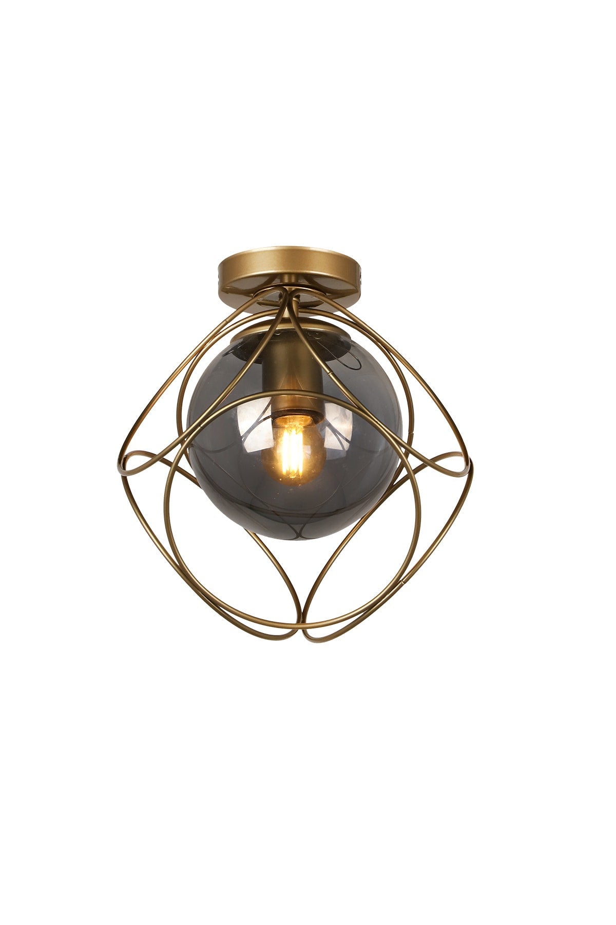 Suna Single Antique-Smoked Glass Ceiling Mount Chandelier