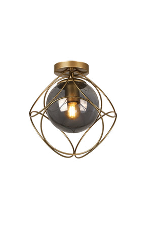 Suna Single Antique-Smoked Glass Ceiling Mount Chandelier