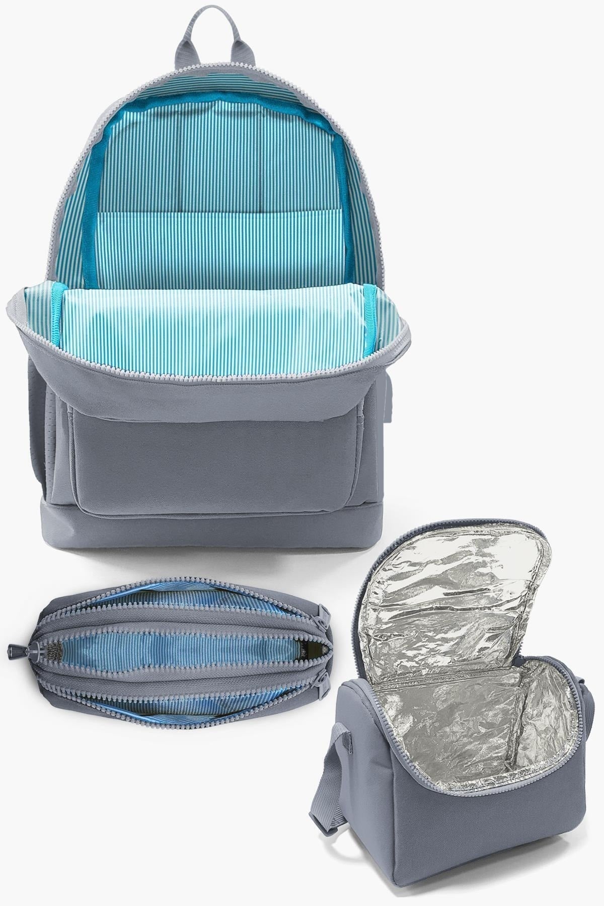 Kids Lavender Water Green Unicorn Patterned Usb 3 Pcs School Bag Set
