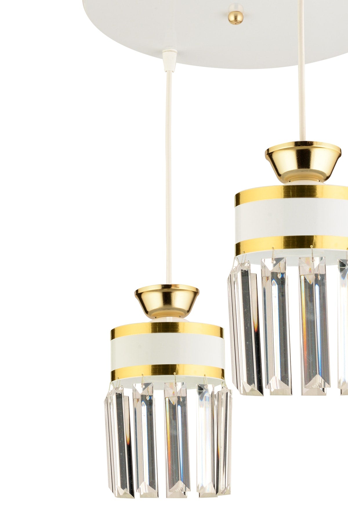 Eylül 3-Piece Pendant Lamp Crystal Stone Tray White Yellow Gilded Modern Luxury Chandelier