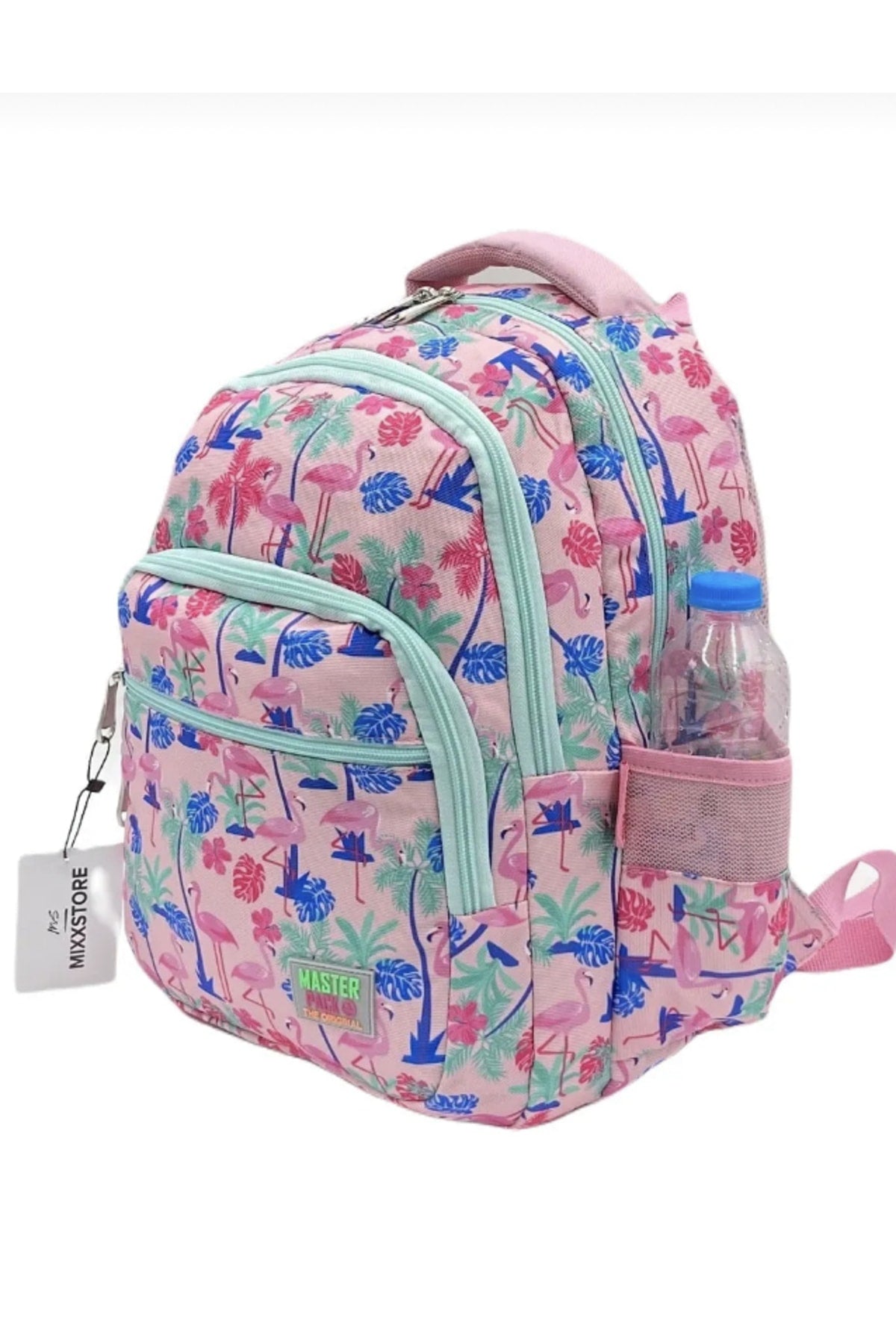 Flamingo Patterned Pink Color Master Pack Girl Backpack Primary School Bag With Food And Pencil Holder