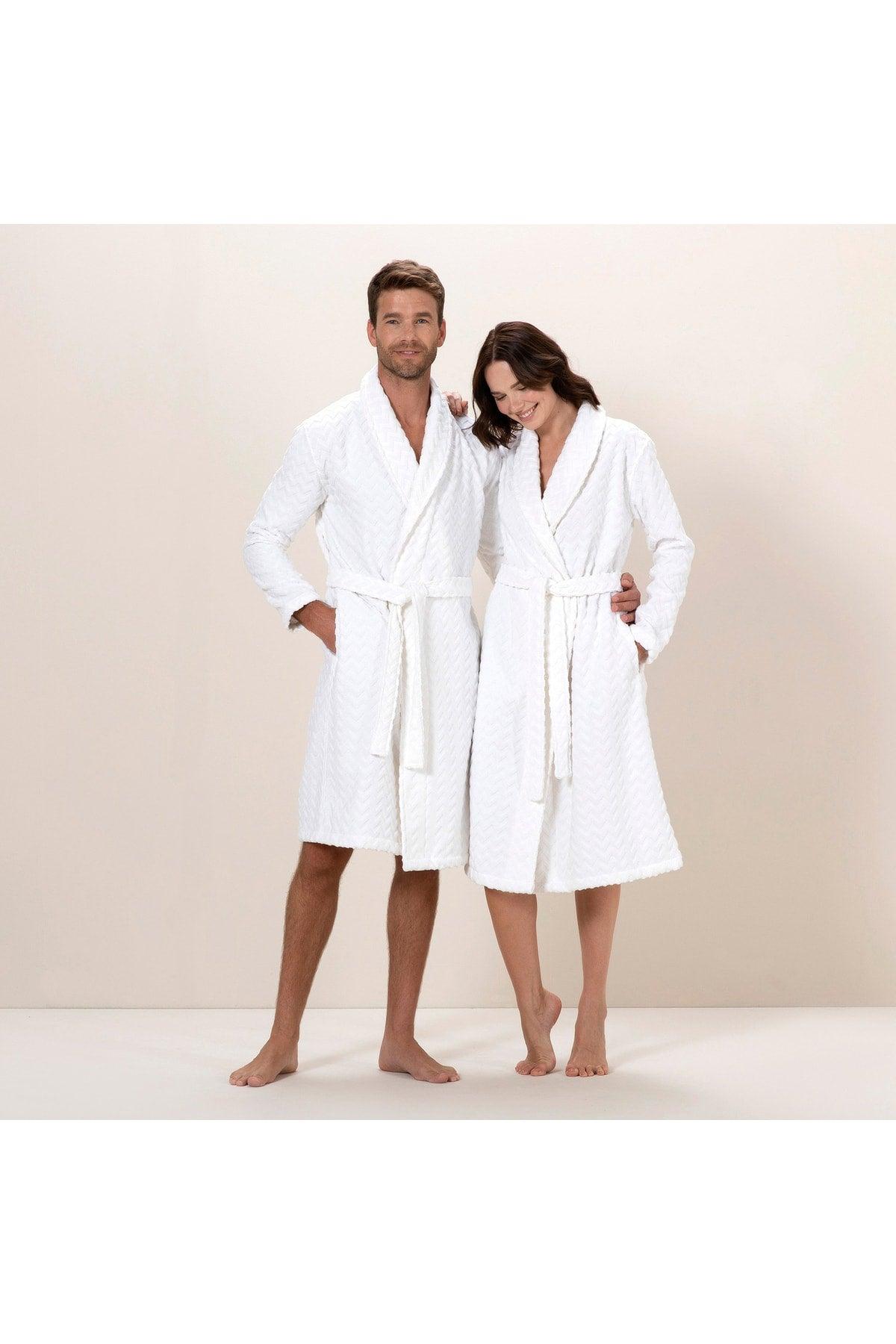 Zigzag Men's Bathrobe White - Swordslife