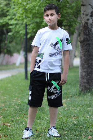 X Printed Men'S Capris Men'S Bottom Top Tracksuit Set