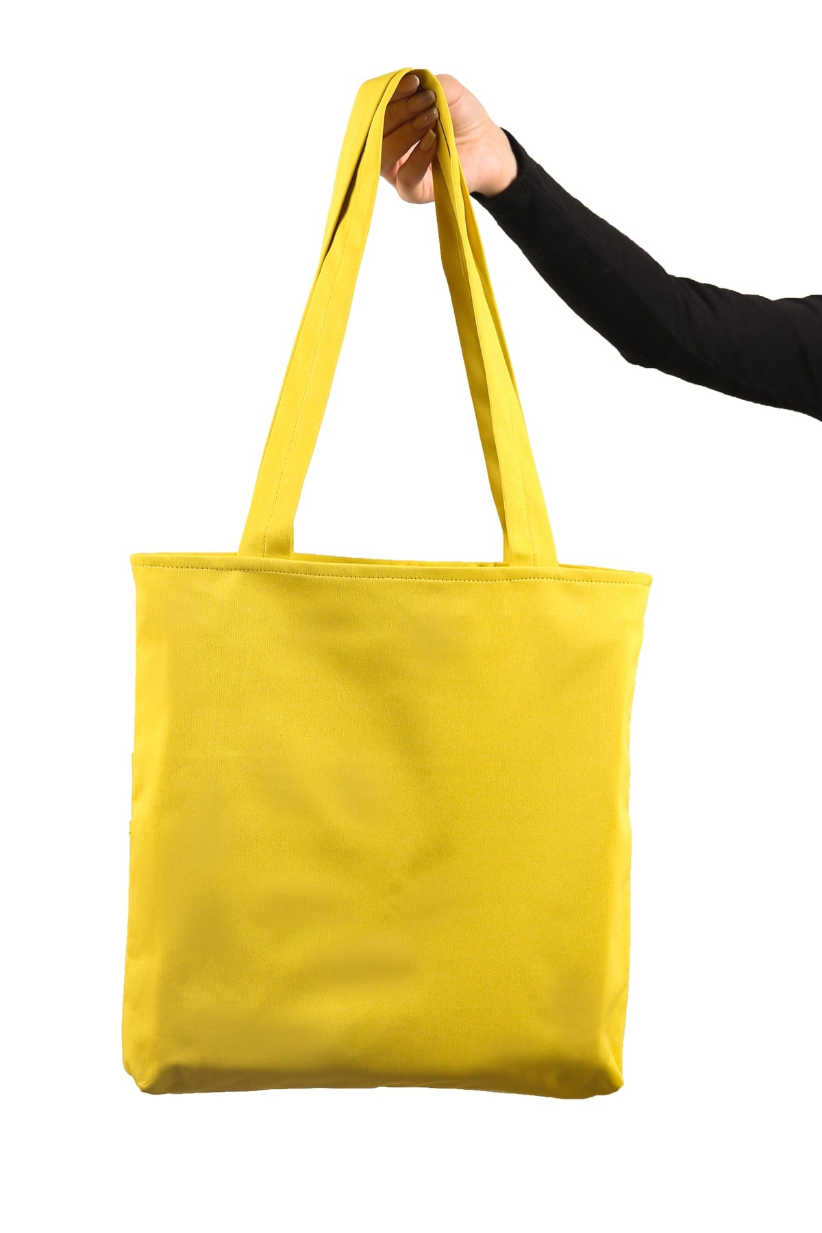 Women'S Yellow Bag Zippered Hand And Shoulder Bag Canvas Fabric Tote Bag
