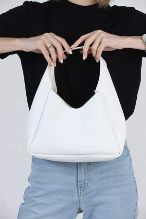 White Shk19 Zippered Imitation Leather Women'S Hand And Shoulder Bag With Wallet E:33 L:15 W:10 Cm