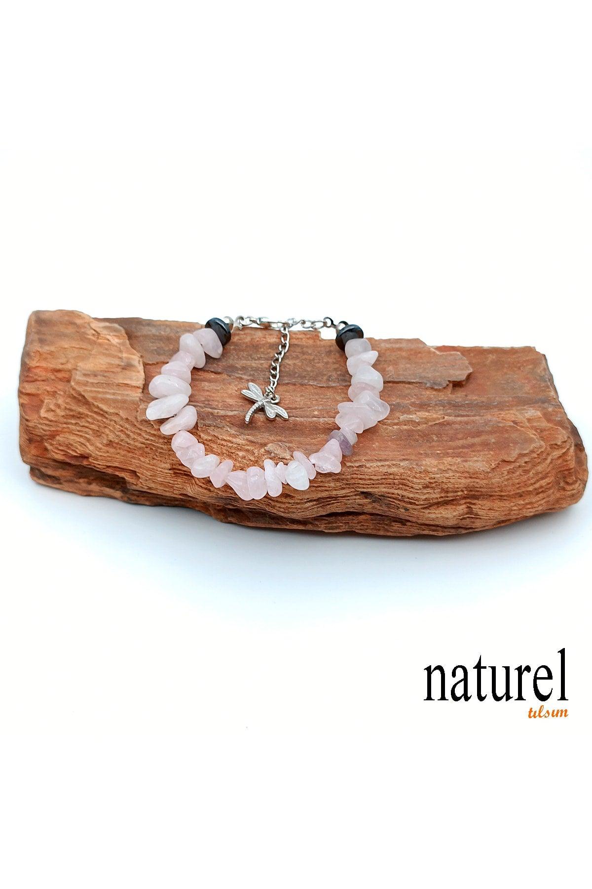 Natural Stone Love Magnet Bracelet - Rose Quartz - - Swordslife